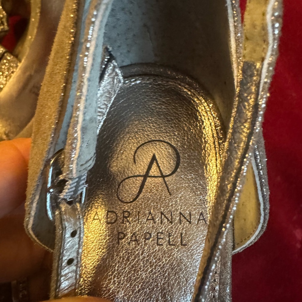 Adrianna Papell Metallic Beaded T‑Strap Heels - silver - Picture 2 of 5